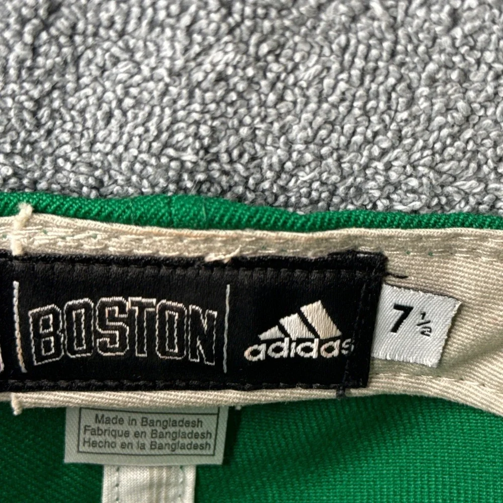 Boston Celtics Adidas Fitted Hat 7 1/2 Green Cream Flat Bill NBA Wool Cap